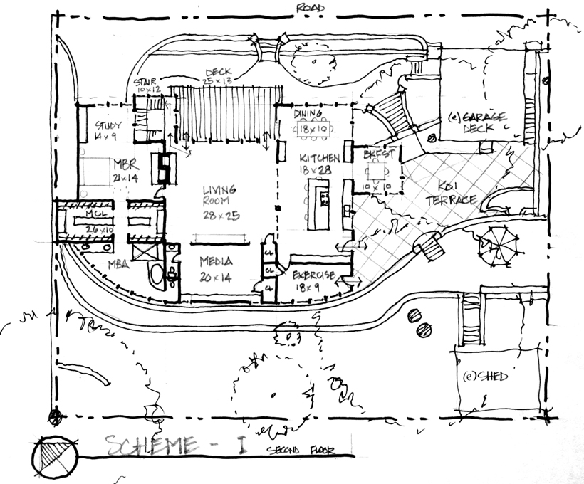 Lakeside Addition & Wholehouse Remodel, ENR architects, Granbury, TX 76049 - Sketch 2nd Floor Plan I